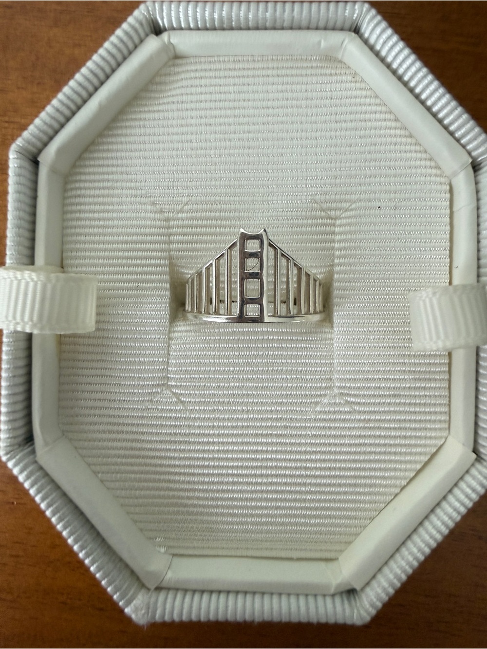 Silver Golden Gate Bridge Statement Ring โ size 6